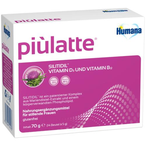 Humana Piulatte Συμπλήρωμα Διατροφής για Θηλάζουσες Μητέρες, για την Ενίσχυση της Παραγωγής του Μητρικού Γάλακτος 14 Sachets x 5g